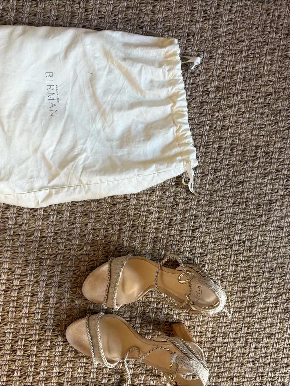Alexandre Birman Braided Ankle-Tie Heels in Light Beige - Picture 2 of 5